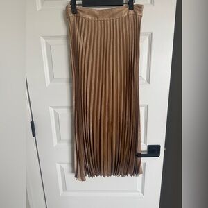 Sezane DUNE gold pleated midi skirt classic chic universal piece sz 36